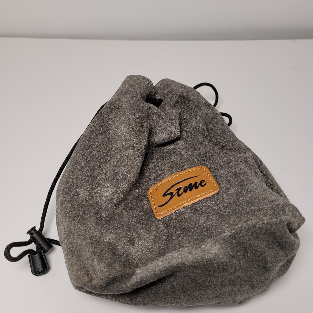 Stone Chalk Bag Unisex One Size Grey New Suede Leather Fleece Lined Bouldering